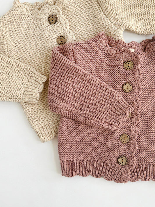 initial with girly mouse ears | oatmeal dressy cardigan