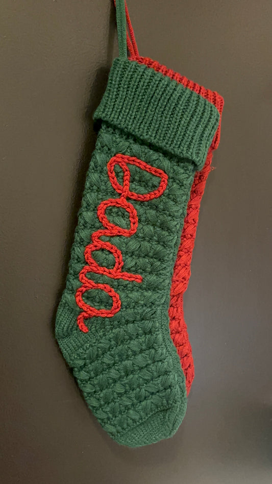 personalized christmas stocking / hand embroidered stocking /custom name stocking