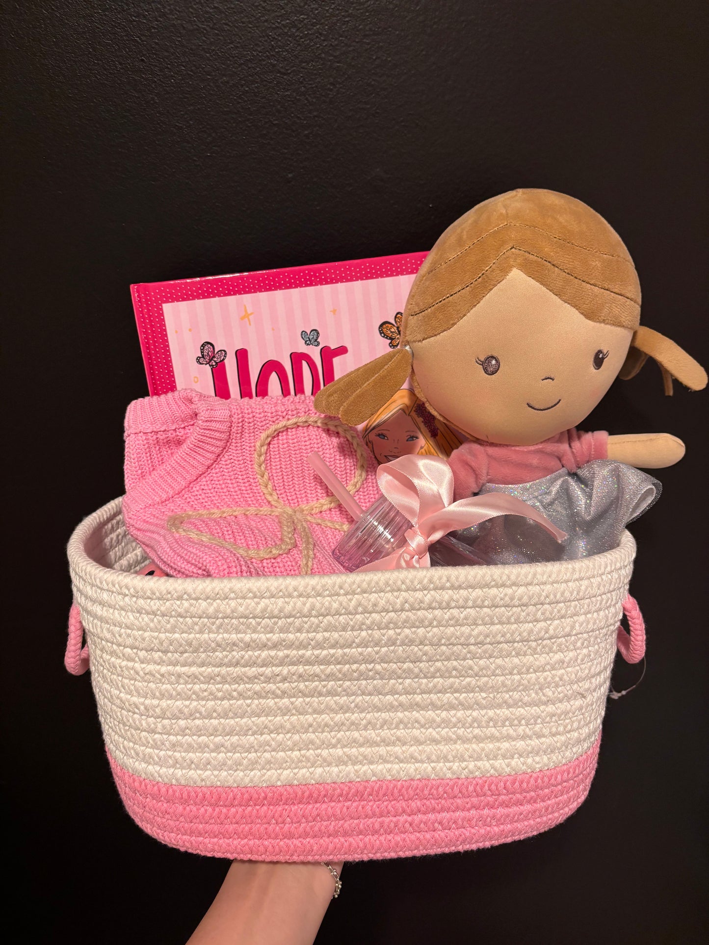 hand embroidered rope baskets | easter + holiday baskets | red + pink with handles
