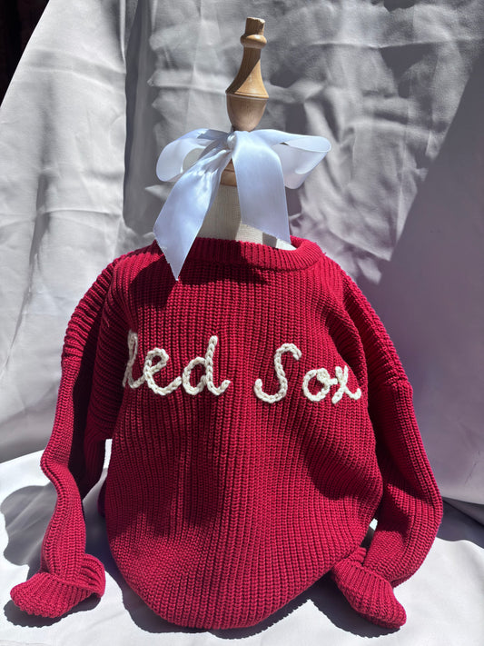 new england patriots hand embroiderd knit sweaters | 100% organic cotton | *made to order*