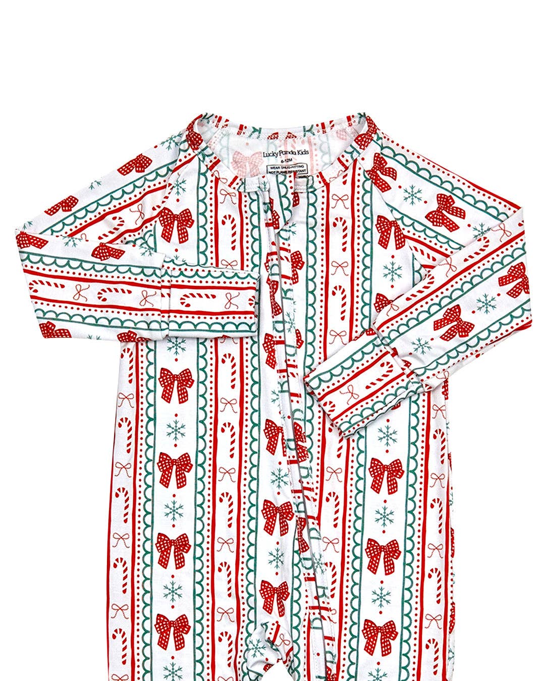 Bamboo Zip Romper | Retro Candy Cane