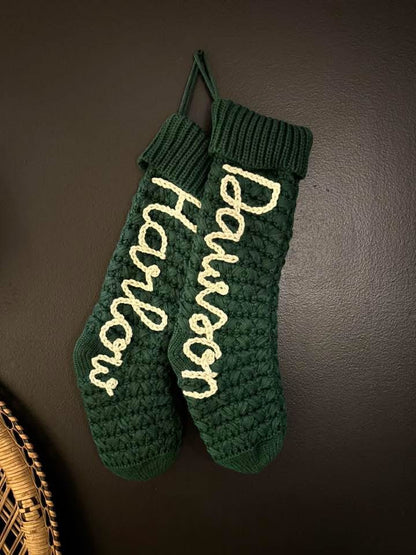 personalized christmas stocking / hand embroidered stocking /custom name stocking