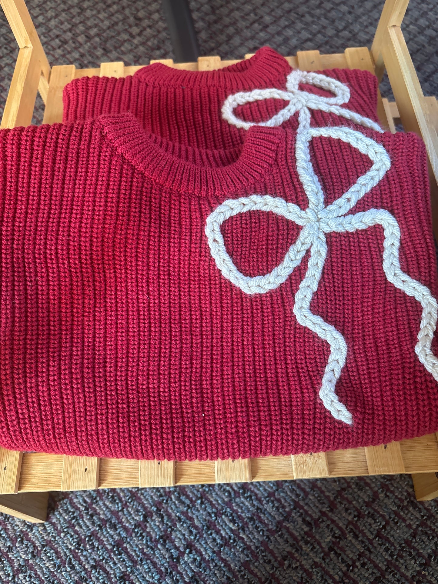 girly bow sweater | 100% cotton | toddler | hand embroidered