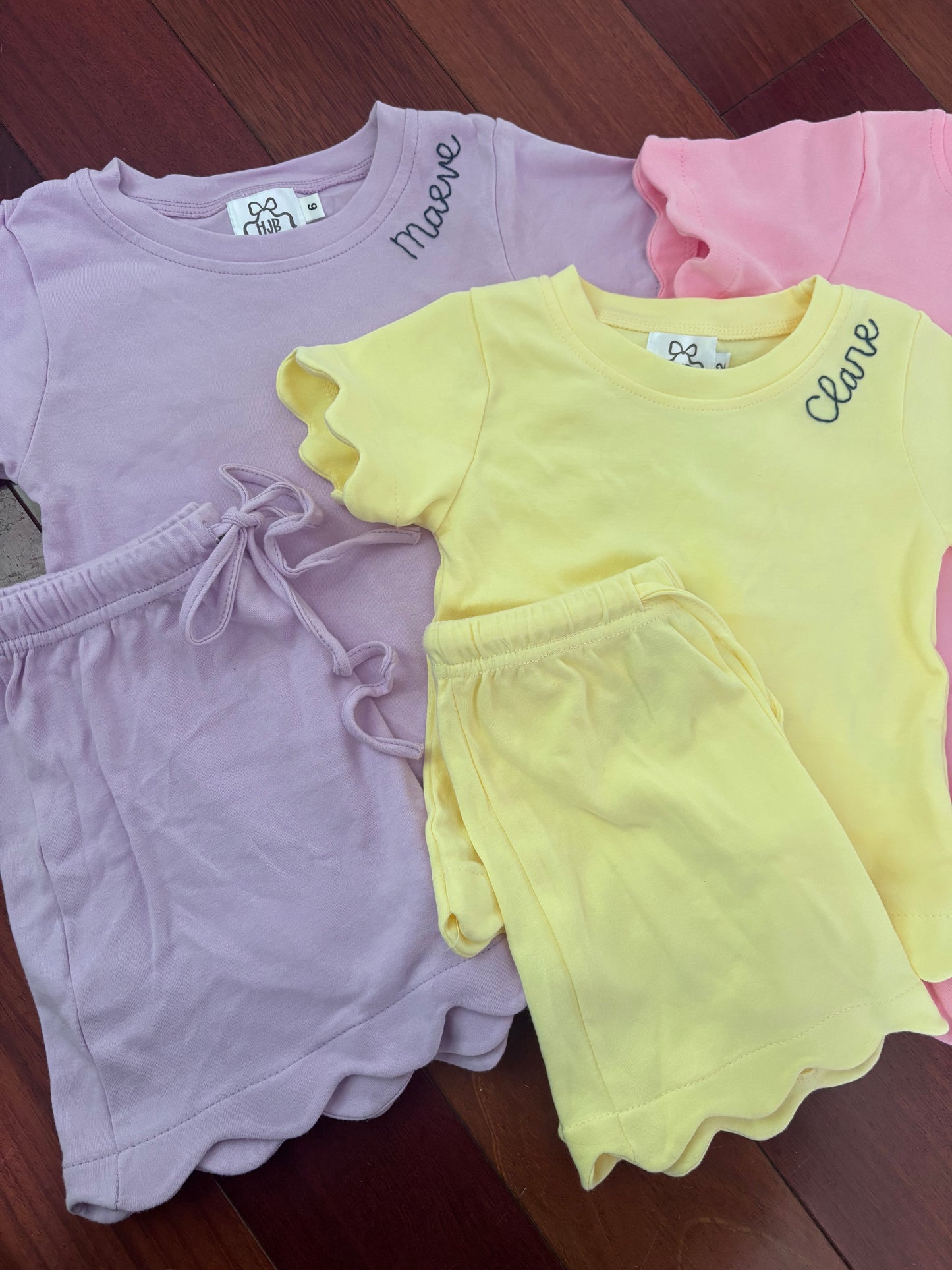 girls scalloped hem sets | sky blue
