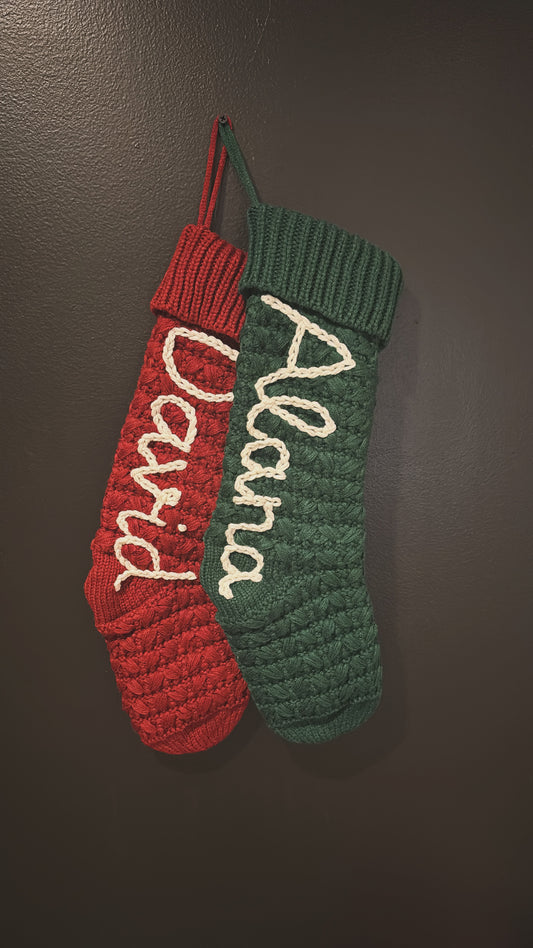 personalized christmas stocking / hand embroidered stocking /custom name stocking