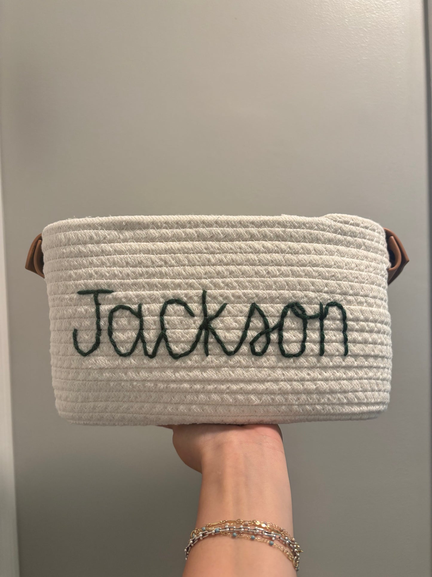 personalized embroidered rope baskets