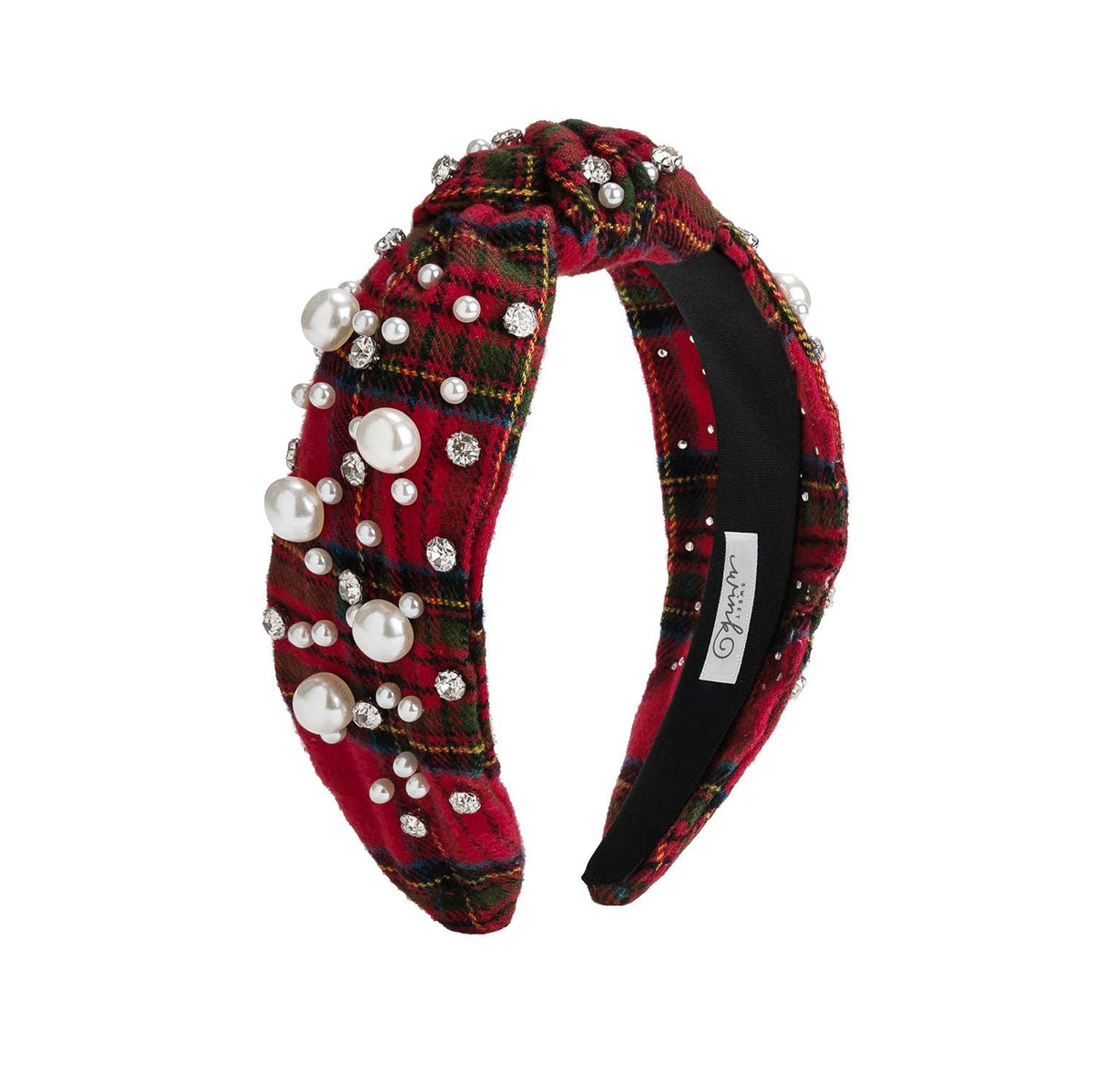 Christmas Tartan Pearl Headband - Hair Accessories