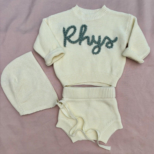 heirloom baby knit sweater bundle / coming home outfit / newborn baby announcement / birth announcement outfit