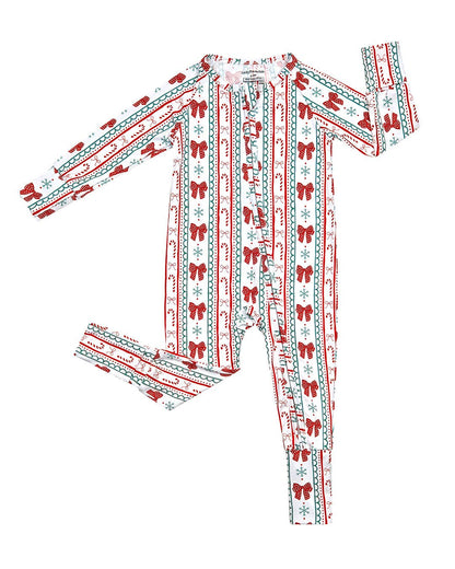 Bamboo Zip Romper | Retro Candy Cane