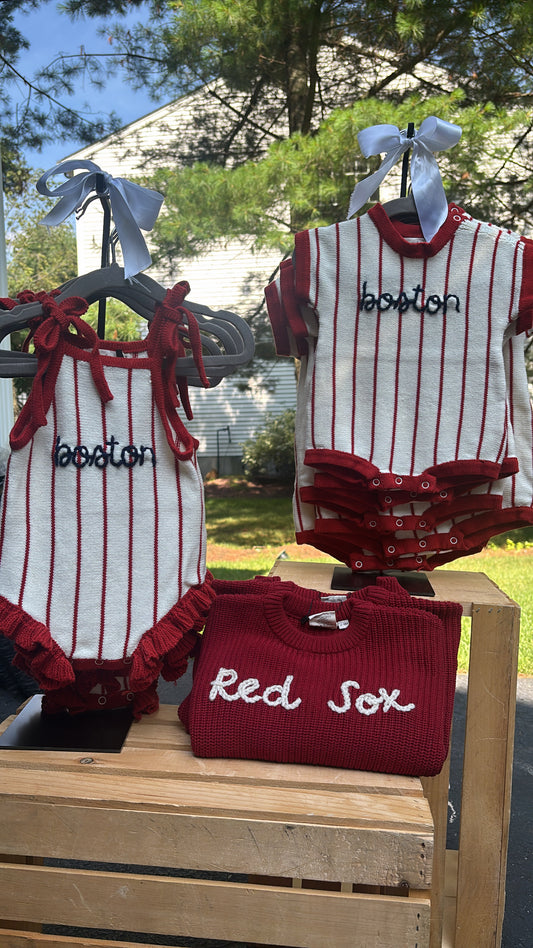 Boston Knit Romper | Picnic Pinstripe