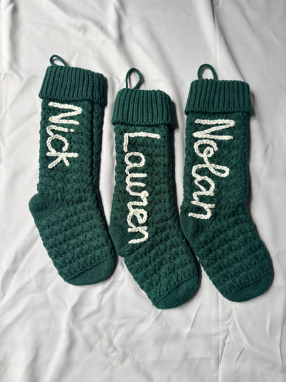 personalized christmas stocking / hand embroidered stocking /custom name stocking