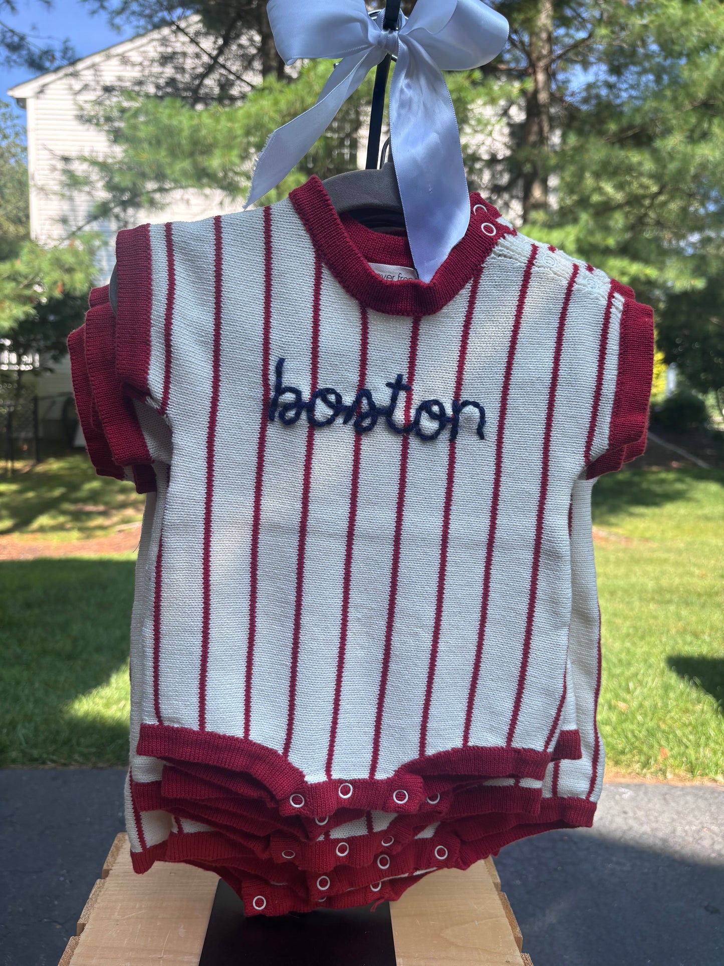 Boston Knit Romper | Picnic Pinstripe
