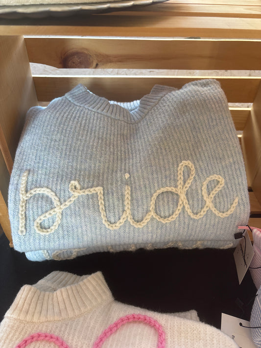 hand embroidered bride sweater | bride to be | womens knit