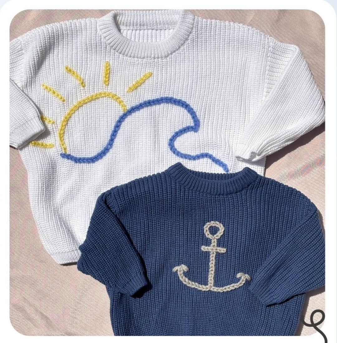 ocean blue 3t | anchor sweater | 100% cotton | toddler sweater