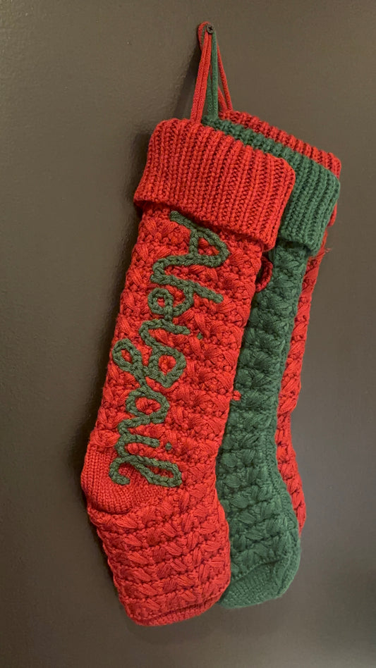 personalized christmas stocking / hand embroidered stocking /custom name stocking
