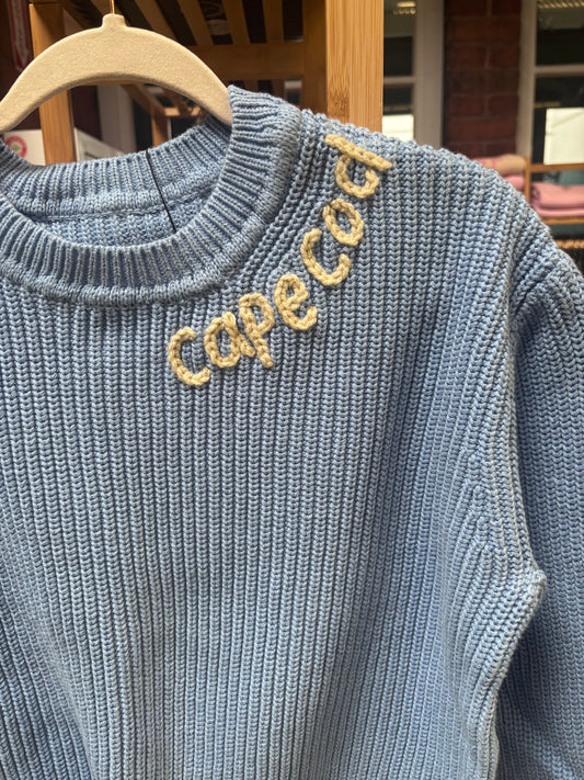 love where you live sweaters | baby blue knit sweater | 100% cotton
