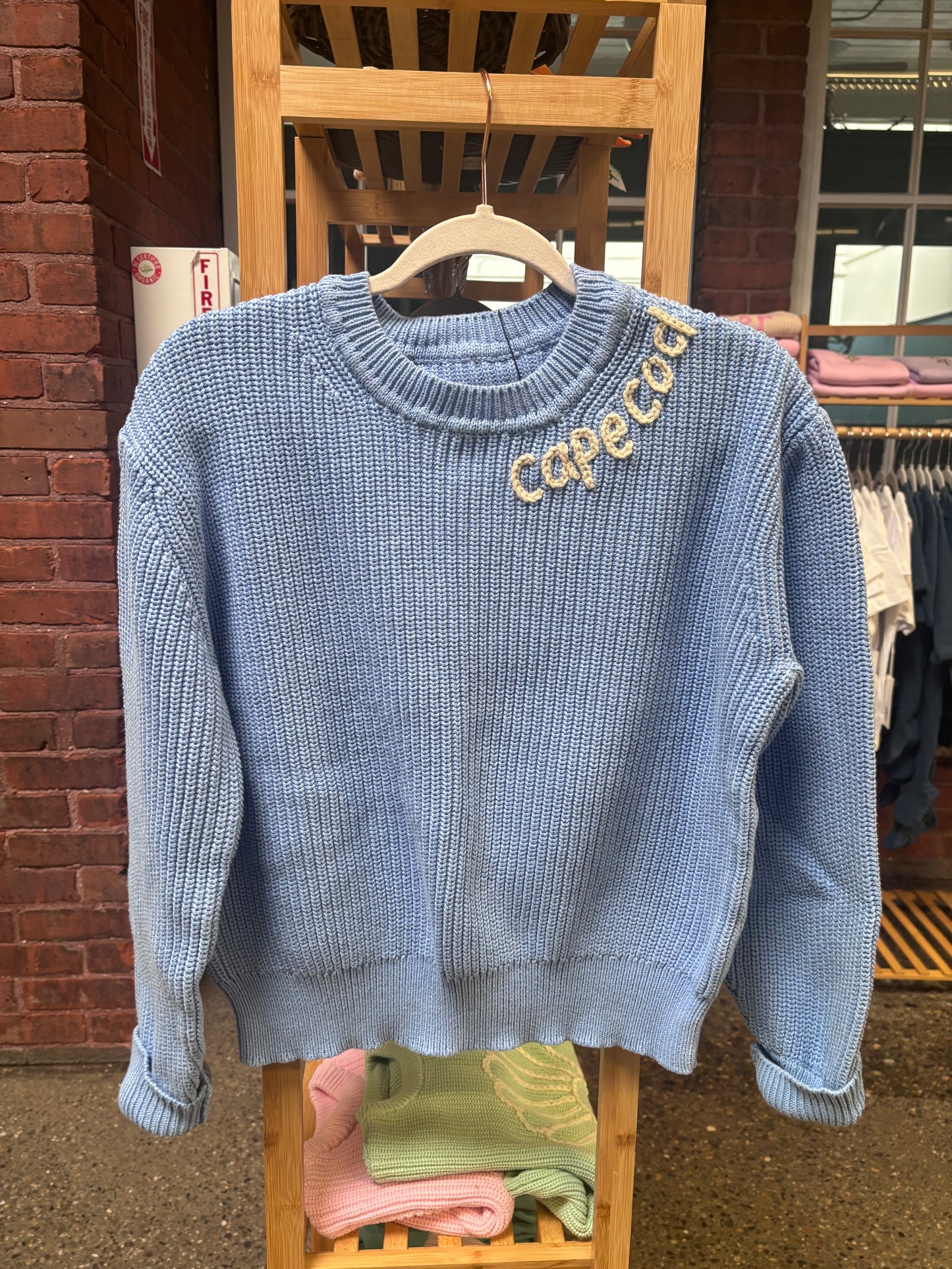 love where you live sweaters | baby blue knit sweater | 100% cotton | womens