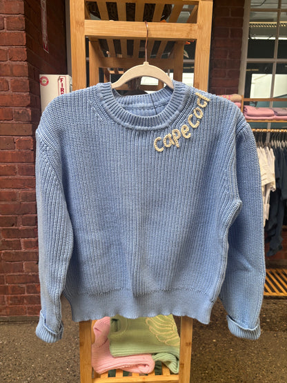 love where you live sweaters | baby blue knit sweater | 100% cotton | womens