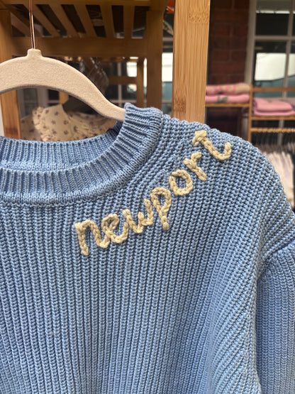 love where you live sweaters | baby blue knit sweater | 100% cotton | womens