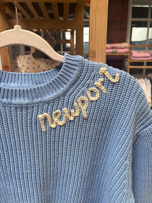 love where you live sweaters | baby blue knit sweater | 100% cotton