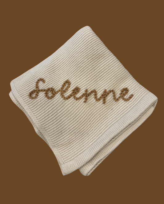 baby hand embroidered knit blanket