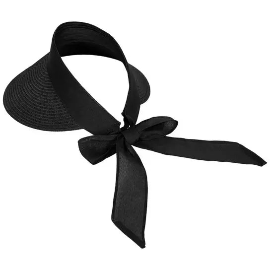 black woven sun visor with bow | made to order