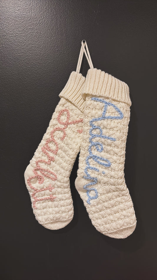 personalized christmas stocking / hand embroidered stocking /custom name stocking