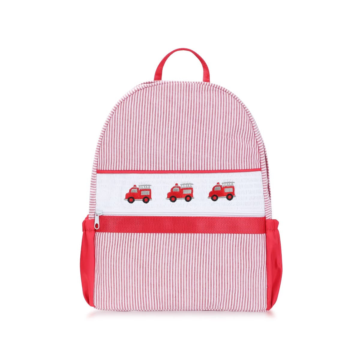 lil engine backpack | seersucker | hand embroidered
