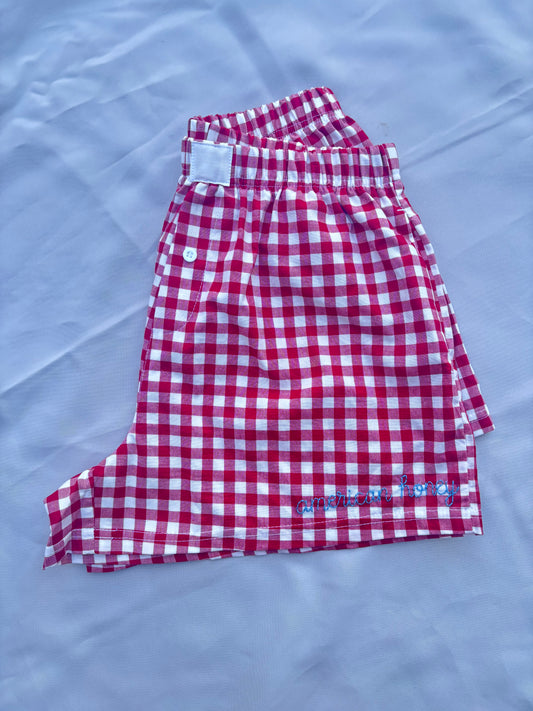 women’s boxer style shorts with pockets| 100% cotton | hand embroidered