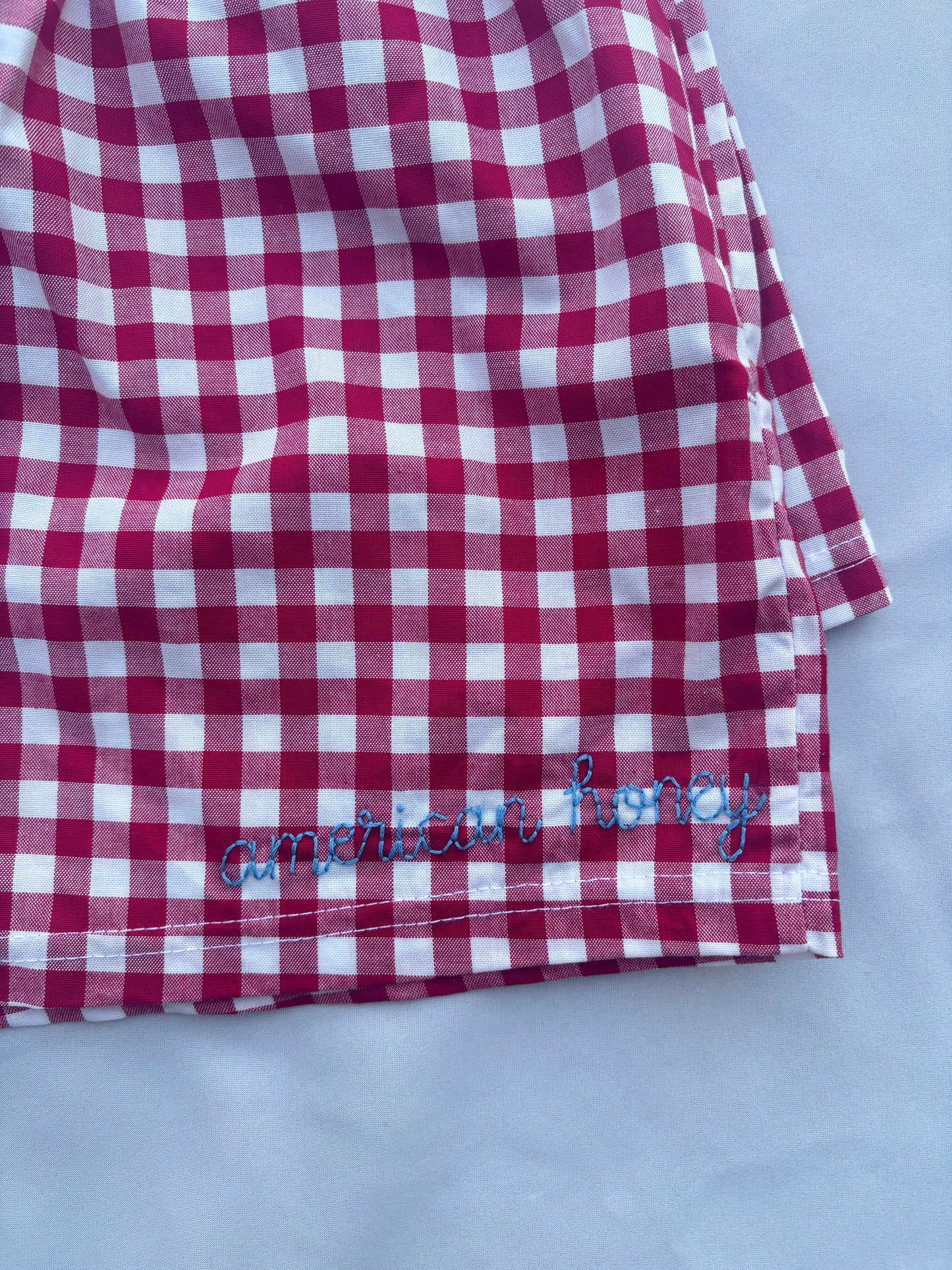 women’s boxer style shorts with pockets| 100% cotton | hand embroidered