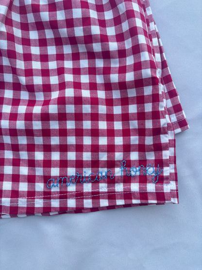 women’s boxer style shorts with pockets| 100% cotton | hand embroidered