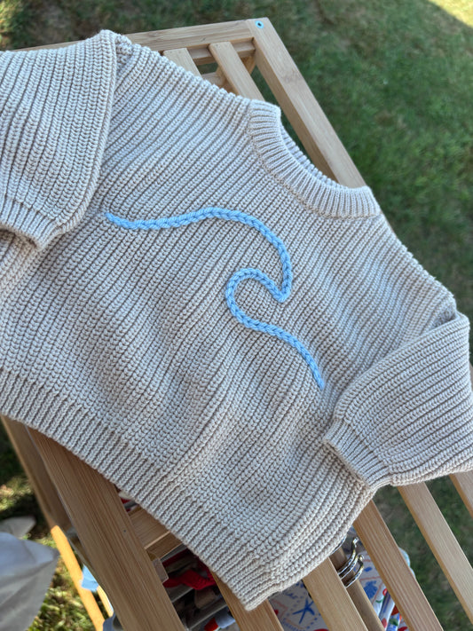 beachy wave knit sweater | hand embroidered | 100% cotton