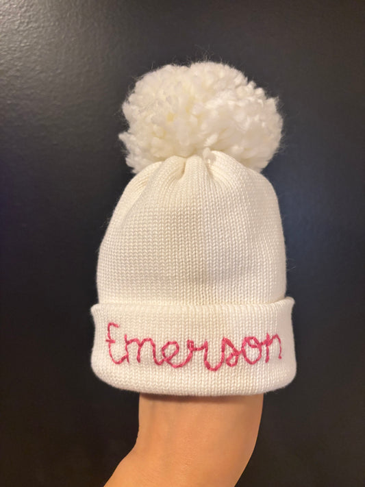 newborn pom pom beanie | baby announcement | 100% cotton