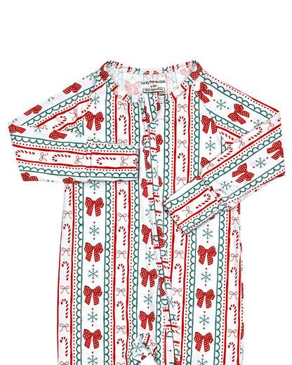 Bamboo Zip Romper | Retro Candy Cane