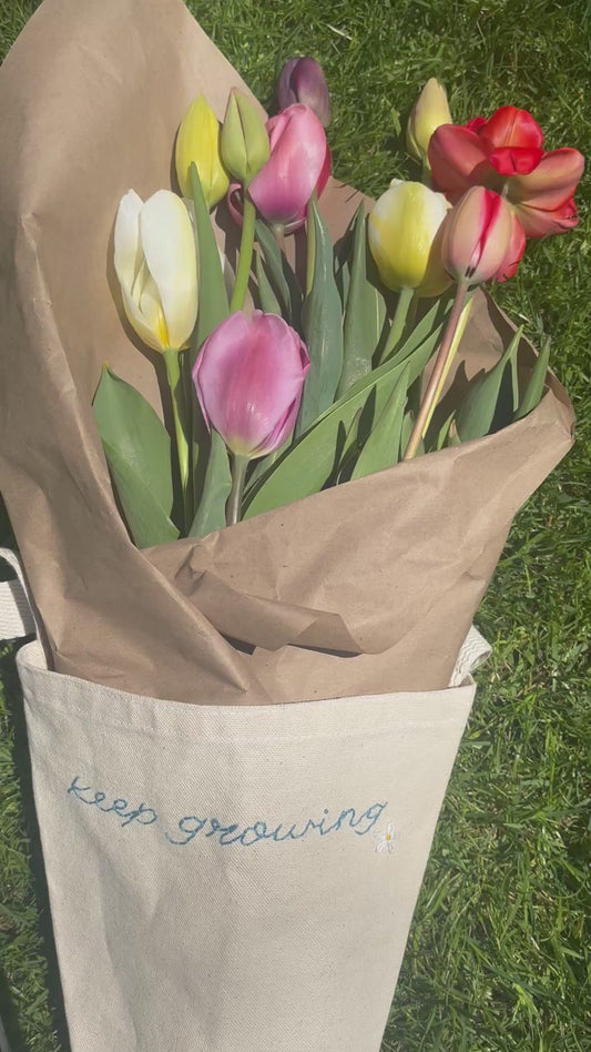 bouqbag | handmade flower bouquet bag | reusable | personalized with hand embroidery